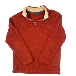 Arrow Sherpa Collar Pullover Fleece Sweater 1/4 Zip Mens Medium Rust Orange Warm